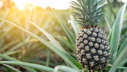 Obraz premium pineapple fruit garden, close up