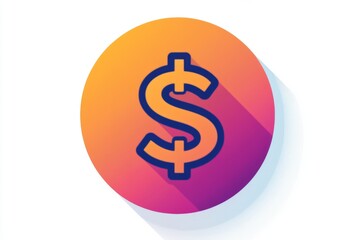 Obraz premium Gradient pink and orange coin icon in modern flat style on white background