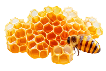 Isolated Photo of a Bee on Honeycomb in Yellow and Brown Detail
