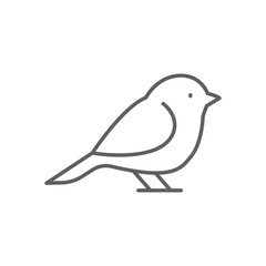 Bird icon. Simple outline style. Little bird silhouette, cute standing, nature, wild, wings, fauna, animal, wildlife concept. Thin line symbol. Vector illustration isolated. Editable stroke.