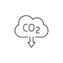 Carbon absorbing icon. Simple outline style. CO2 emissions, carbon dioxide reduction, low, reduce, neutral, environment concept. Thin line symbol. Vector illustration isolated. Editable stroke.