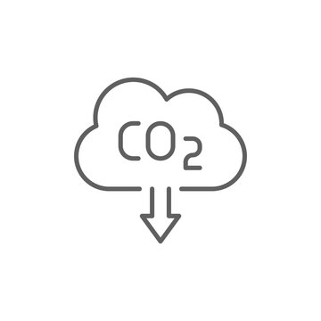 Carbon absorbing icon. Simple outline style. CO2 emissions, carbon dioxide reduction, low, reduce, neutral, environment concept. Thin line symbol. Vector illustration isolated. Editable stroke.