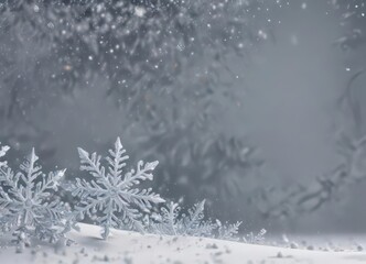 Elegant snowflake border, large & small flakes on snowy background , background, beautiful