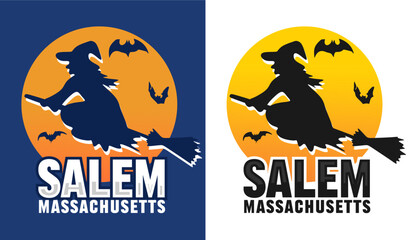 salem massachusetts with a silhouette of a witch