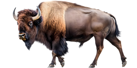 Realistic Photo of a Majestic Bison Isolated on a Transparent Background