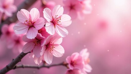 Fototapeta premium Delicate pink sakura blossoms in full bloom, forming a repeating pattern , delicate, spring background