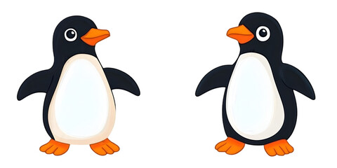 Obraz premium Two Cartoon Penguins Isolated On Transparent Background Illustration