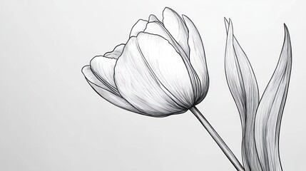 Detailed pencil drawing of a tulip flower