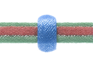 3D Abstract Geometric Cylinder with Red and Green Stripes on Black Background
