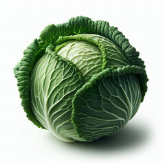 Fototapeta premium Whole Green Cabbage Isolated on White Background