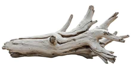 Driftwood Branch Decorative Wood Piece on Transparent Background
