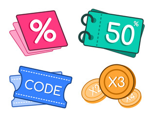 Sale Element Badge Stickers Set for Special Marketing Promotion for Online Shopping and E-commerce Concept Clip Art