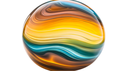 3D Rendered Abstract Sphere With Flowing Colors On Transparent Background