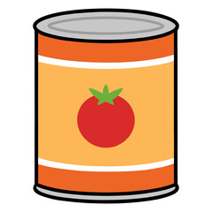 Delicious canned tomato sauce isolated in Flat Style.