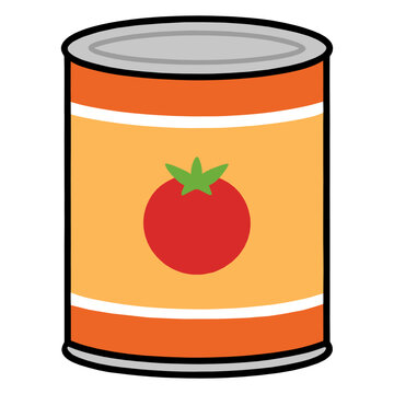 Delicious canned tomato sauce isolated in Flat Style.