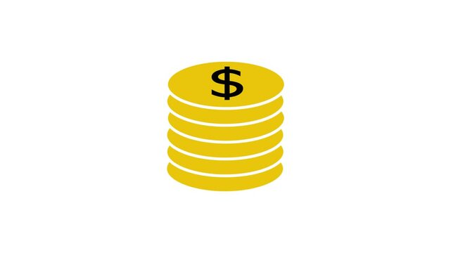coins stack icon animation illustration flat