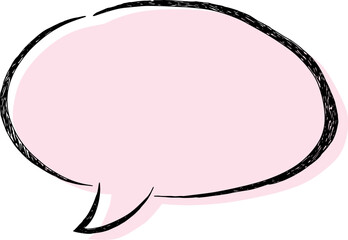 one big empty speech bubble with pink fill hand drawn with black lines