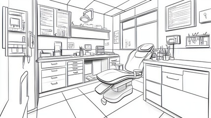 Medical office sketch interior, examination room, design, healthcare, planning