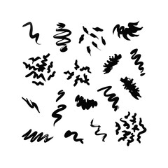 Set Of Hand Drawn Brush Stroke Doodle Elements Vector Illustration Isolated