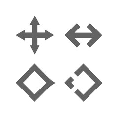Gray Navigation Arrows And Shapes Minimalist Vector Icons On Black Background