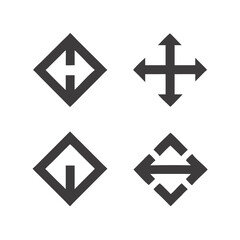 Arrows Inside Diamond Shapes Pointing In Different Directions Vector Icon Set