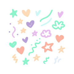 Playful Pastel Hand Drawn Shapes Seamless Pattern On Black Background