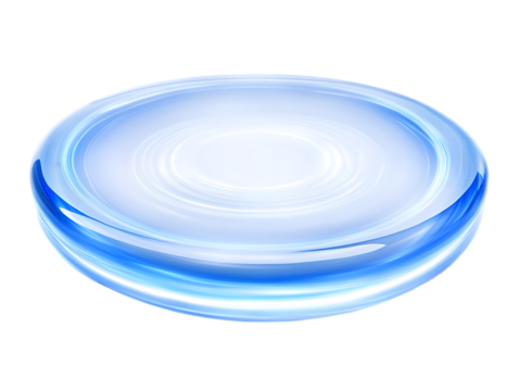 Abstract 3D Illustration of a Blue Circular Glowing Orb on Transparent Background