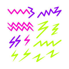 Colorful Lightning Bolt And Zigzag Pattern On Black Background