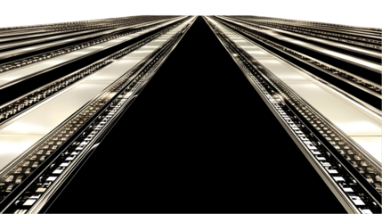 Abstract 3D Illustration Geometric Design With Golden Lines On Black Background