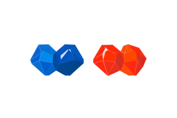 Abstract 3D Illustration Of Blue And Red Geometric Shapes Isolated On Transparent Background