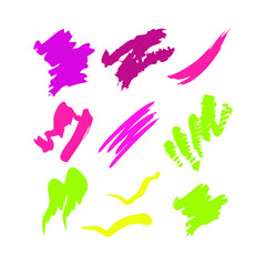 Bright Colorful Brush Strokes On Black Background Abstract Vector Elements