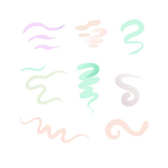 Set Of Pastel Color Smoke Trail Designs On Black Background Abstract Vector