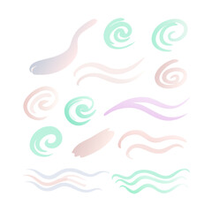 Fototapeta premium Abstract Pastel Brush Strokes And Swirls On Black Background Vector Set