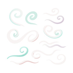 Abstract Decorative Design Elements Collection With Spiral And Wavy Shapes On Black Background