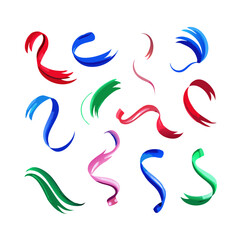 Fototapeta premium Colorful Ribbon Streamers Celebration Elements On Black Background Festive Vector Illustration