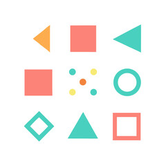 Geometric Shapes Arranged On Black Background With Modern Color Palette