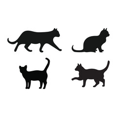 Black Cat Silhouettes Vector Bundle – Walking and Sitting Cat Clipart Collection