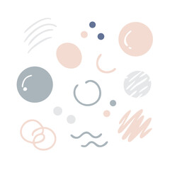 Abstract Graphic Elements With Pastel Colors On Black Background Vector Illustration