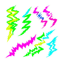 Obraz premium Colorful Retro Style Lightning Bolts On Black Background Illustration Stock Vector