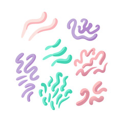 Abstract Pastel Wavy Strokes Design Isolated On Black Background Vector Illustration