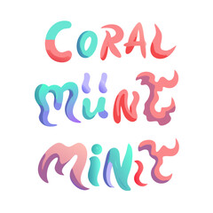Fototapeta premium Coral Mint Mint Creative Color Gradient Text Illustration On Black Background