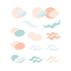 Abstract Graphic Elements Collection With Pastel Peach And Blue Color Palette