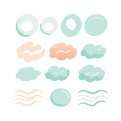 Playful Weather Element Set With Clouds Waves And Sky Objects On Black