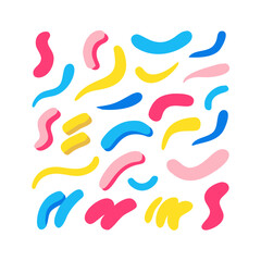 Playful Pattern With Abstract Organic Shapes In Bold Colors On Black Background