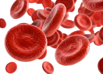 Cluster of red blood cells medical illustration isolated on transparent background.
