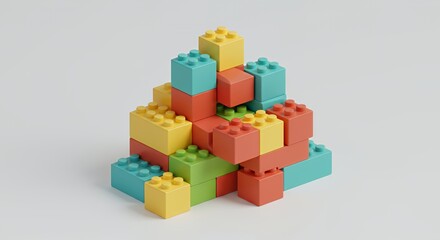 Obraz premium Colorful Building Blocks Pyramid: A Creative Construction of Playful Plastic Bricks