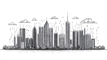 Fototapeta premium Sketch of a modern city skyline