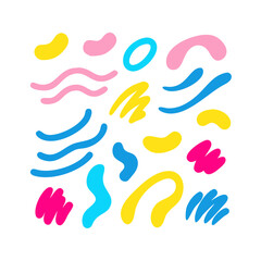 Colorful Memphis Style Abstract Shapes Vector Design On Black Background