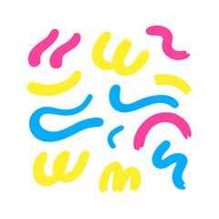 Colorful Scribbles Doodles Abstract Shapes On Black Background Design Element Graphic