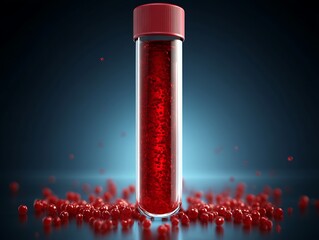 A close up image of a blood vial illustration